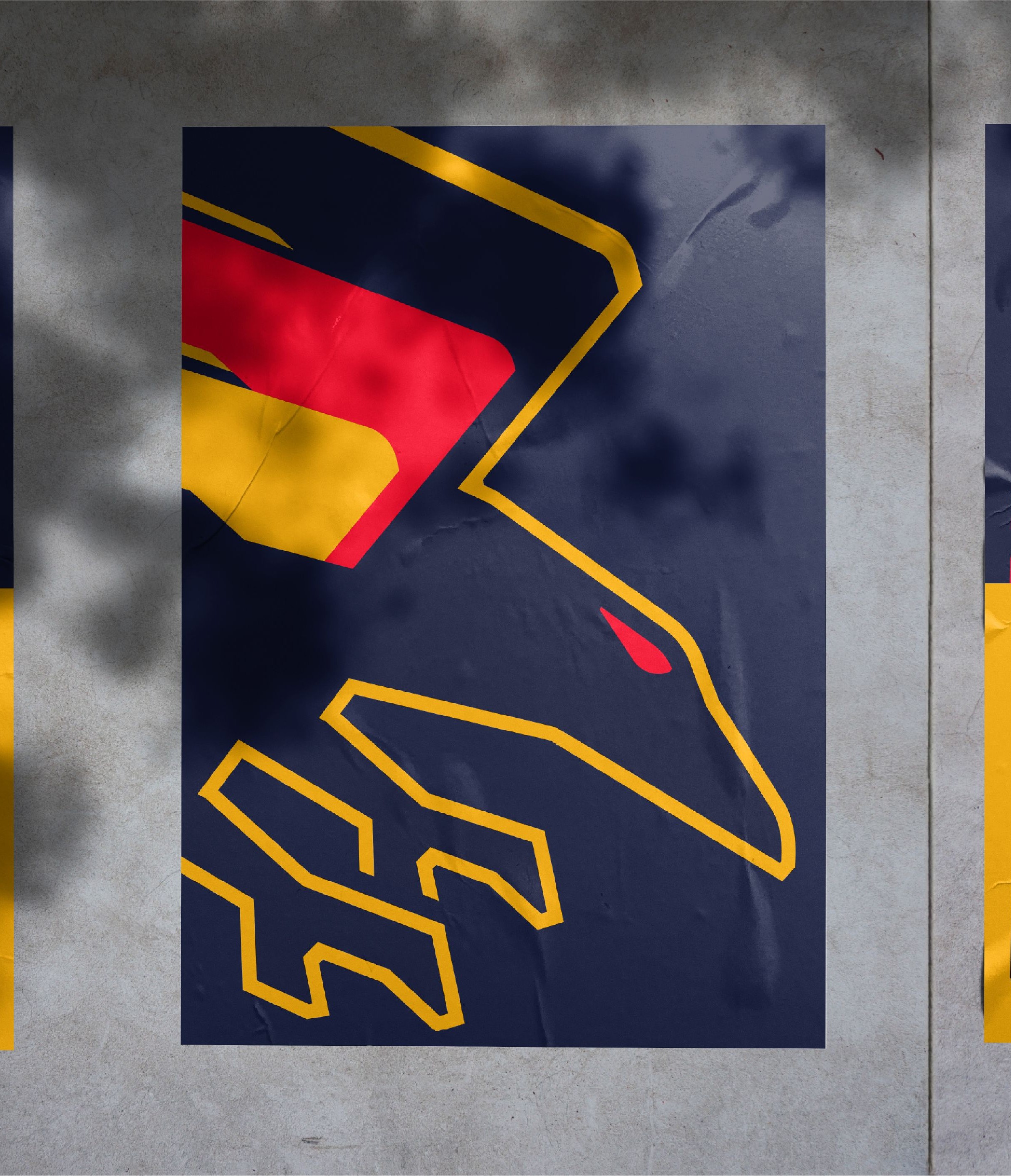 Posters of the 2024 Adelaide Crows branding affixed to a concrete wall