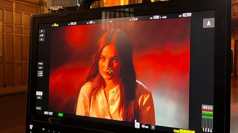 a person on a camera screen