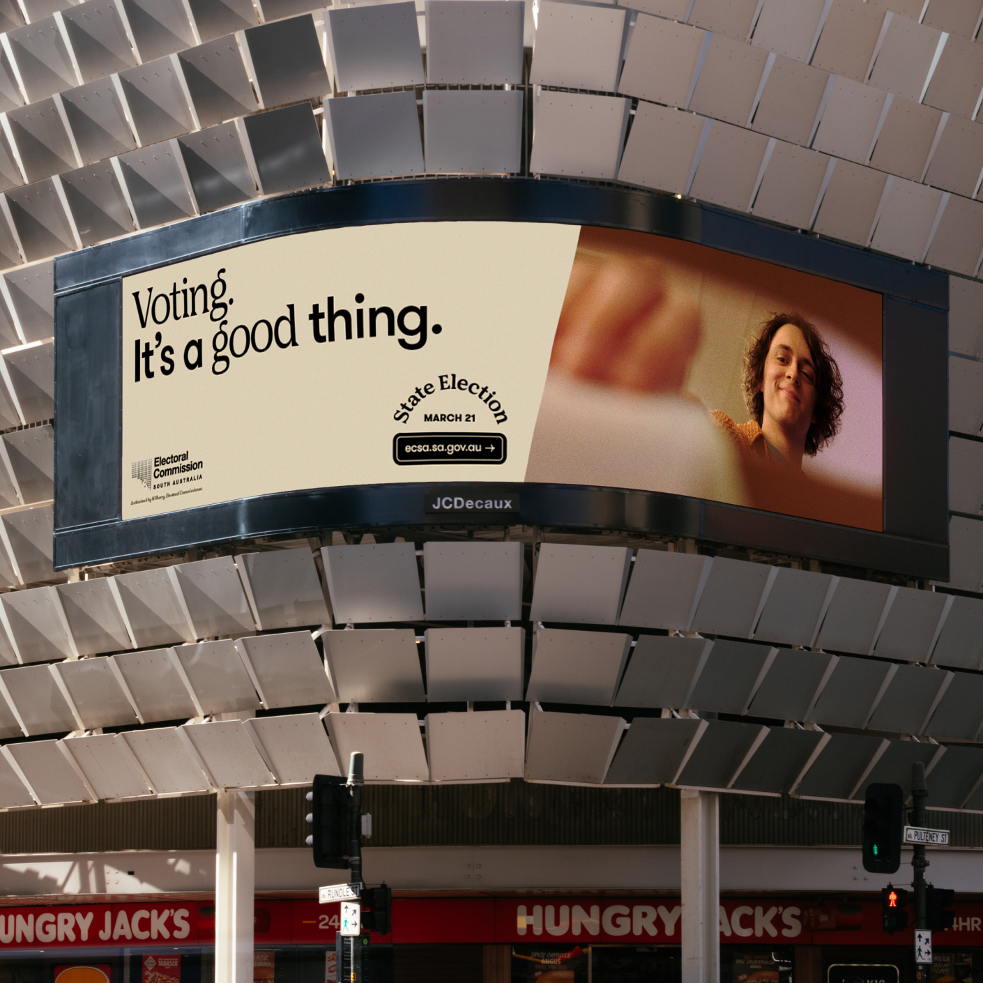 Voting it's a good thing campaign on a billboard