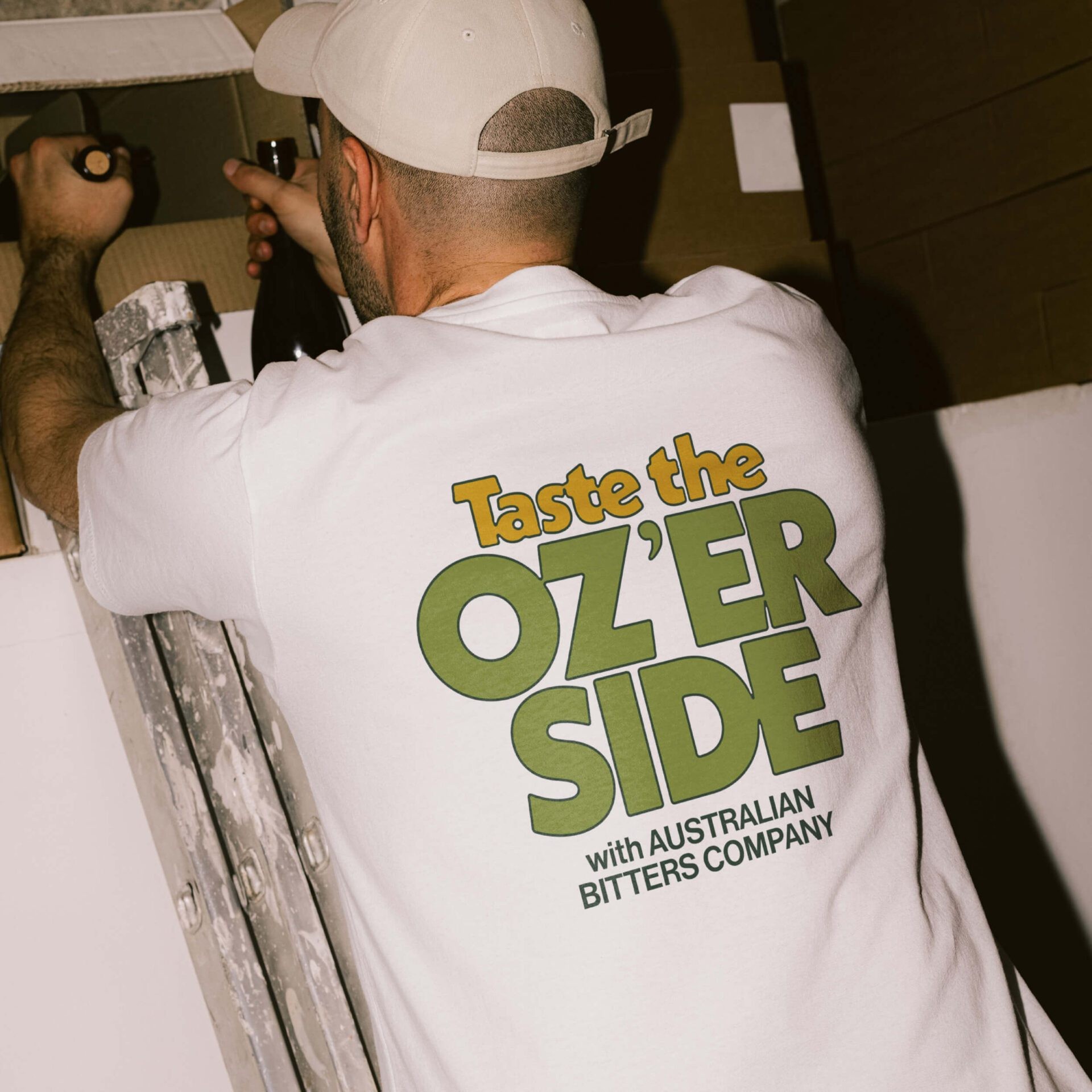 Oz'er side brand on a tshirt