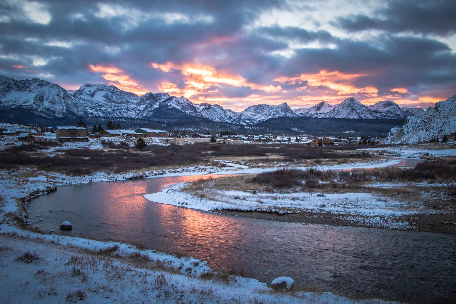 Colorful sky overlooking the rivers edge Stanley, ID | Stanley Chambers