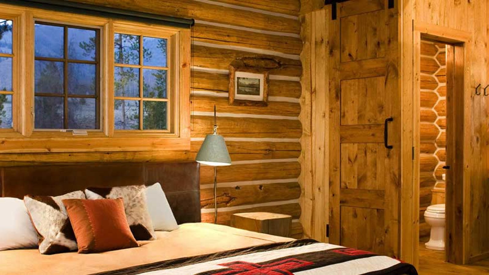 A cozy cabin bedroom