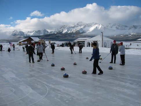 learning to curl at Stanley ice rink Stanley, ID | Stanley chamber