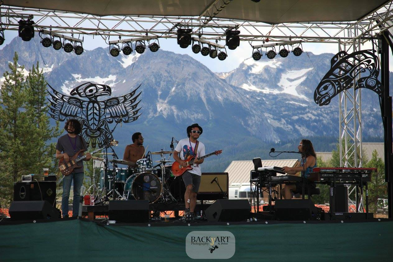 live band on stage at Sawtooth Valley Gathering