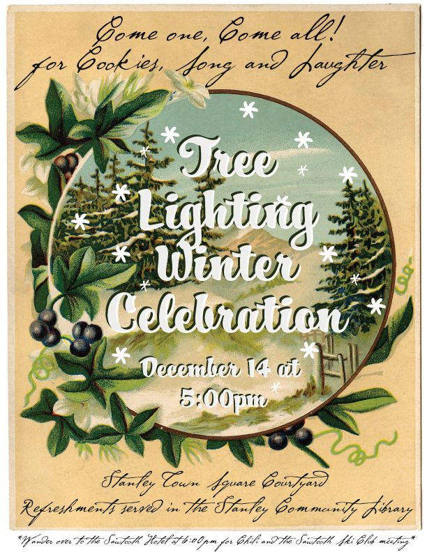 Tree lighting winter celebration flyer Stanley, ID | Stanley Chambers
