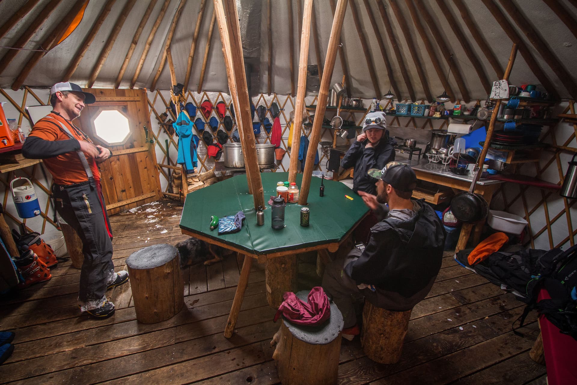 Group enjoying warmth of yurt Stanley, ID | Stanley chamber