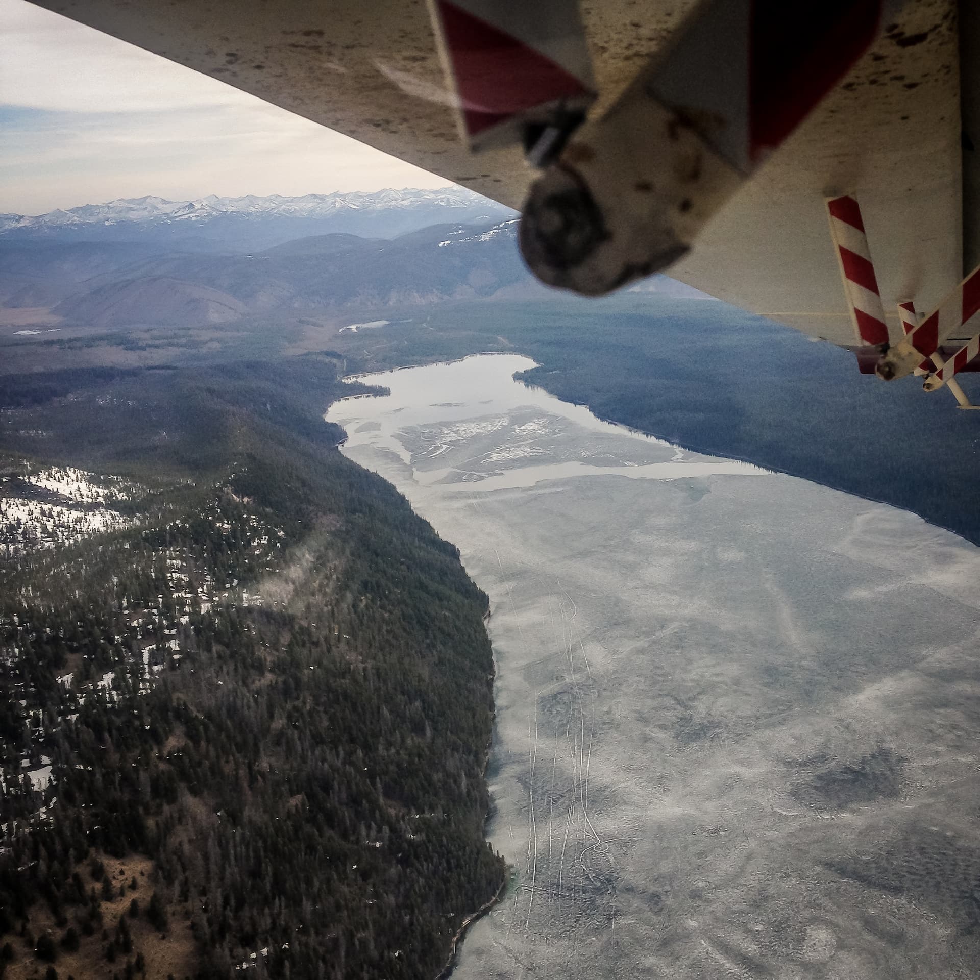 view of red fish lake from plane Stanley, ID | Stanley chamber