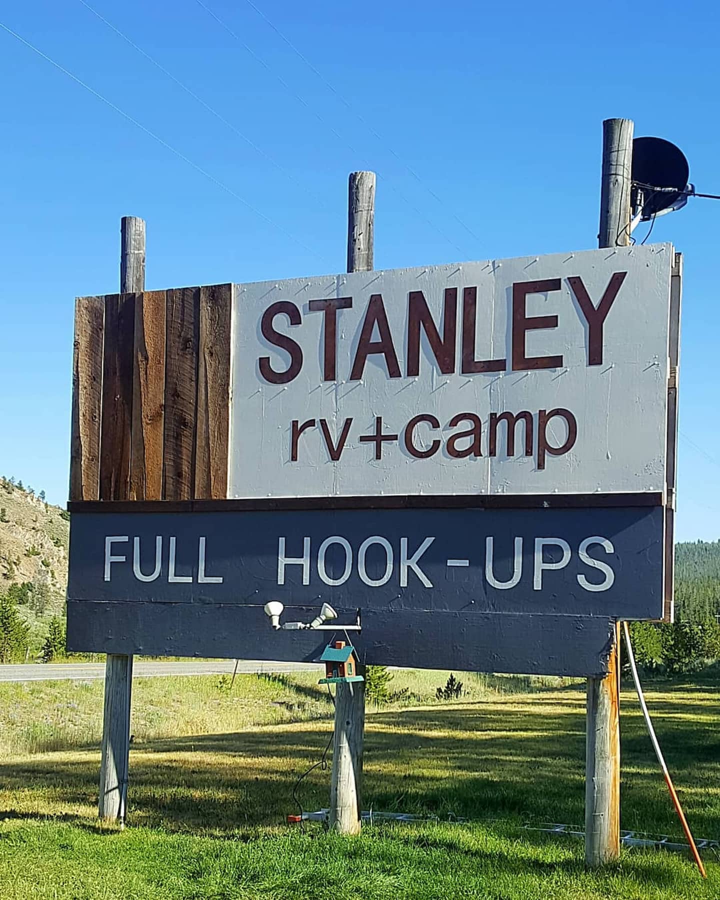 A sign for an RV park and campsite in Stanely, Idaho