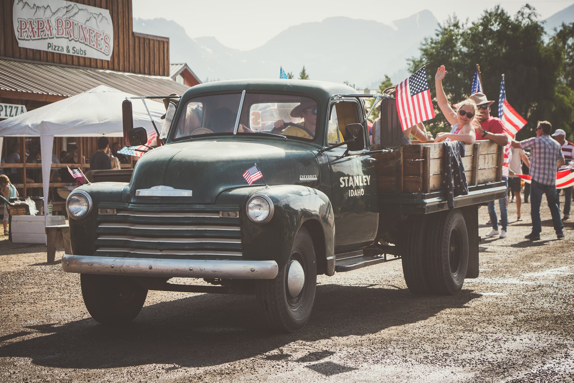 classic truck decorated for 4th of July Stanley, ID | Stanley chamber