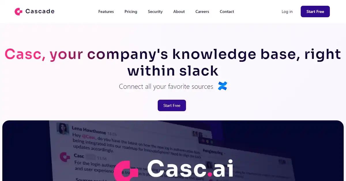 Screenshot of Casc AI - Casc AI is a knowledge base tool that organizes in...