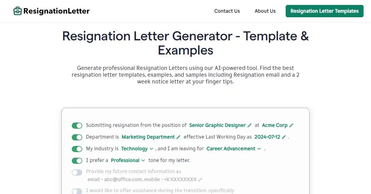 Resignation Letter Generator