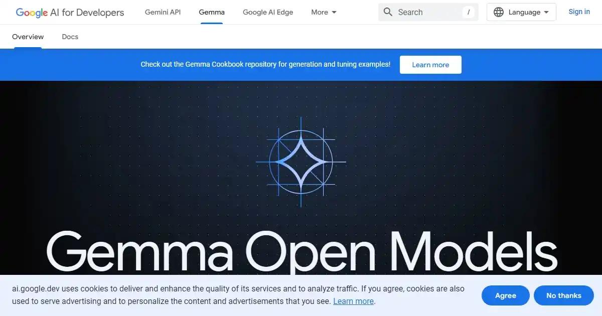 Screenshot of Google Gemma - A family of lightweight, state-of-the-art open mod...