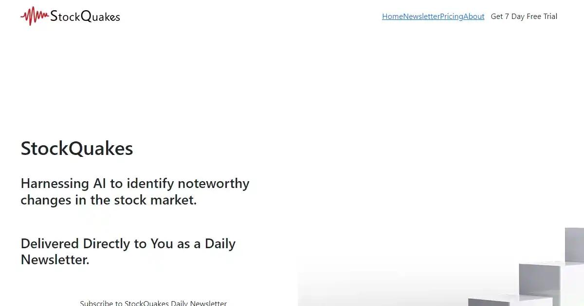 Screenshot of StockQuakes - Harnessing AI to identify noteworthy changes in th...