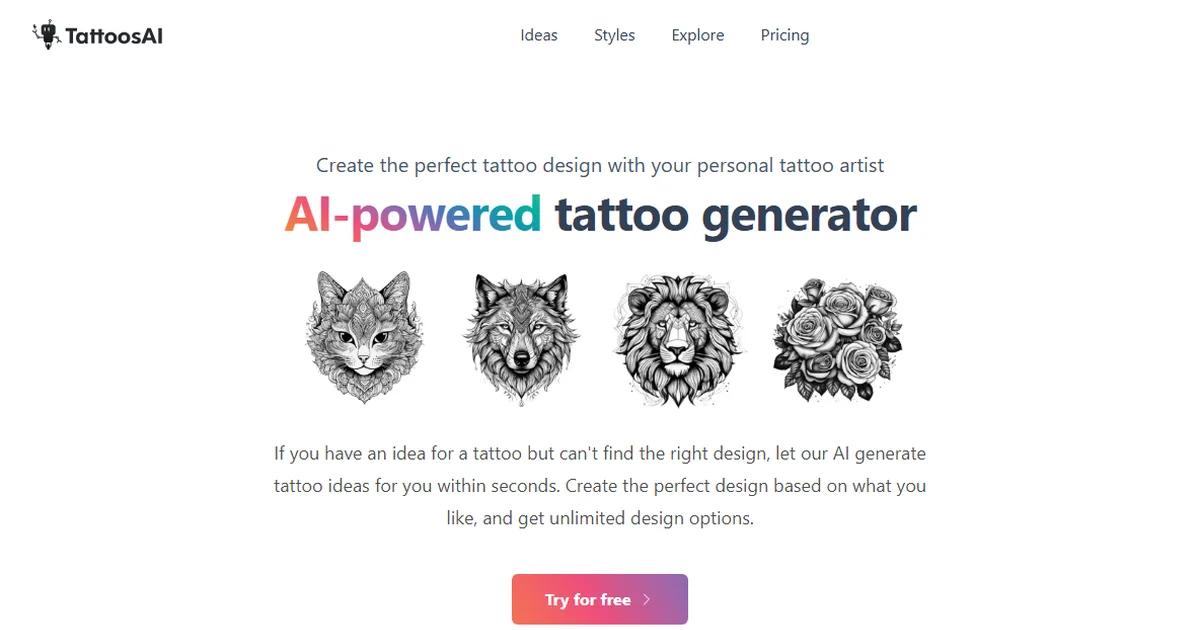 Screenshot of TattoosAI