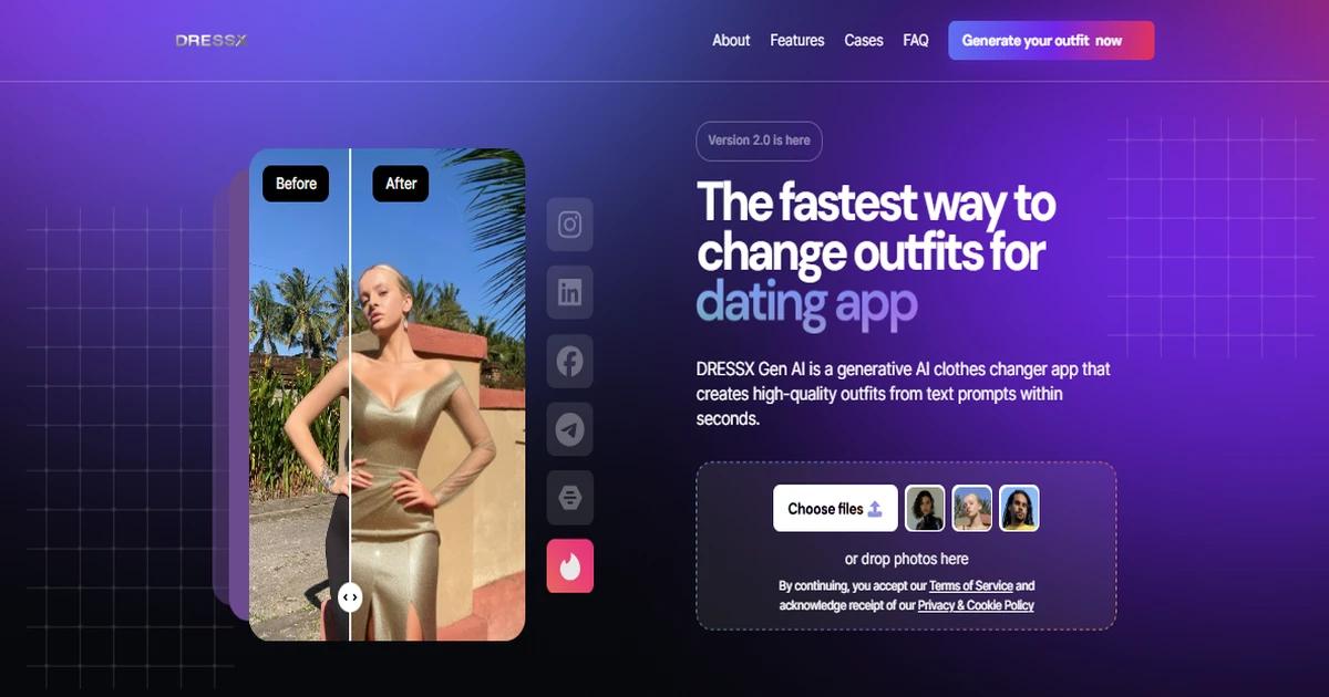 Screenshot of DRESSX.ME - DRESSX.ME is an AI stylist app that generates high...