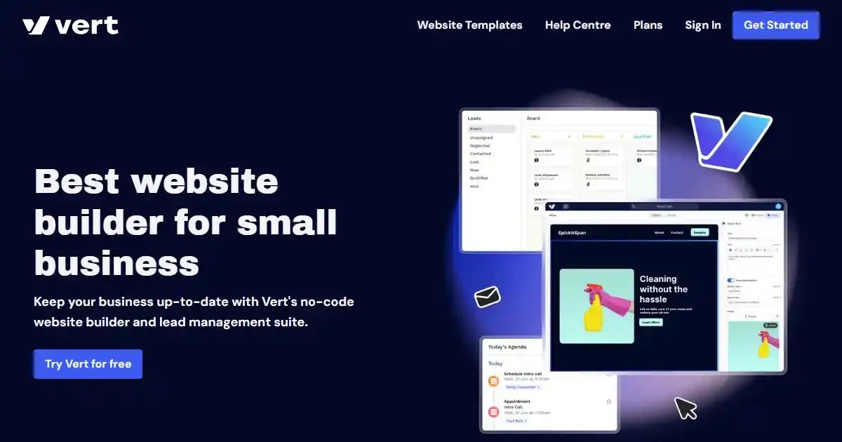 Screenshot of Vert - A no-code website builder with lead management and...