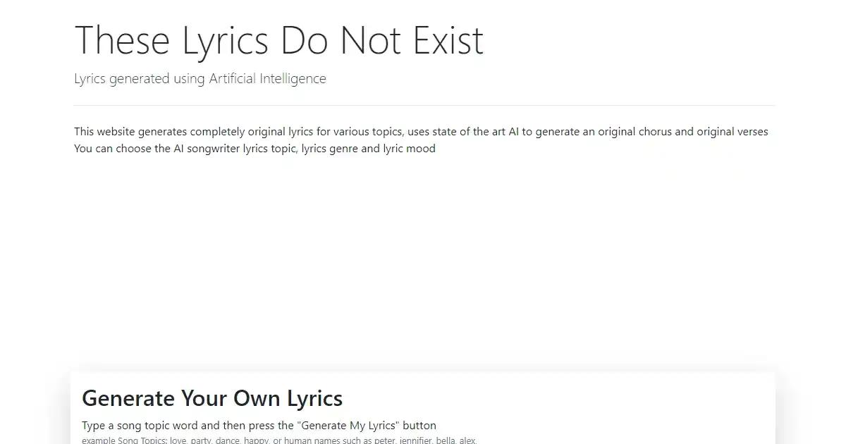 Artificial Intelligence Songwriter