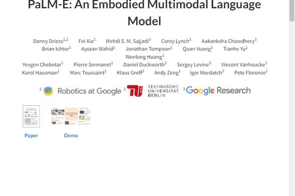 Screenshot of PaLM-E - An embodied multimodal language model...