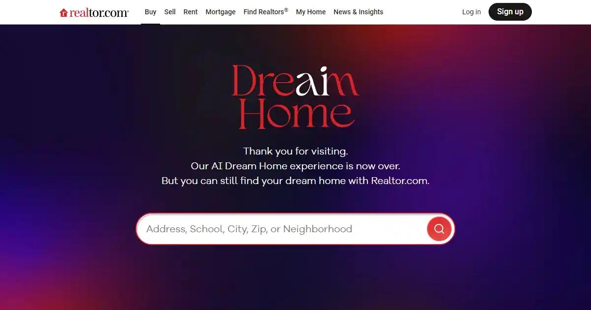 Screenshot of Dream Home AI - Describe your dream home to Dream Home AI, and it ...