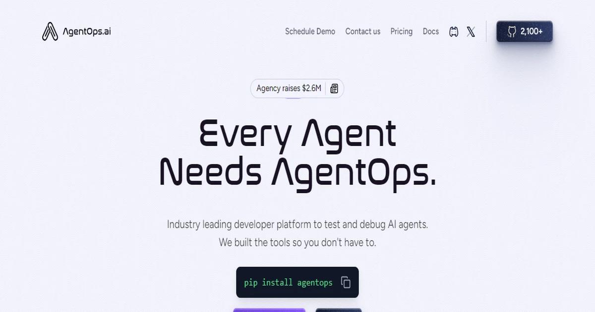 Screenshot of AgentOps - AgentOps provides a powerful developer platform fo...