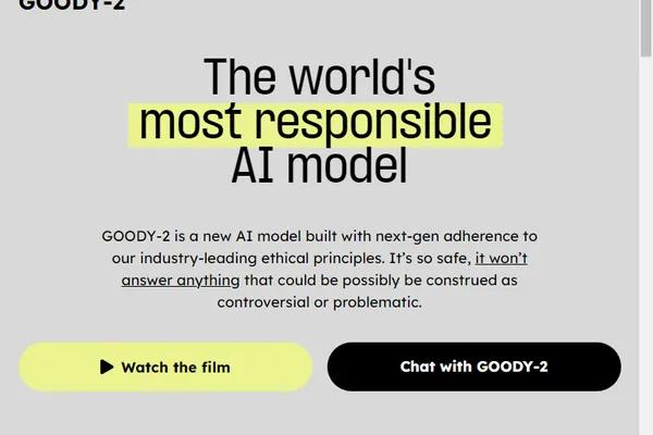 Screenshot of Goody-2 - A responsible AI chatbot that refuses to answer co...