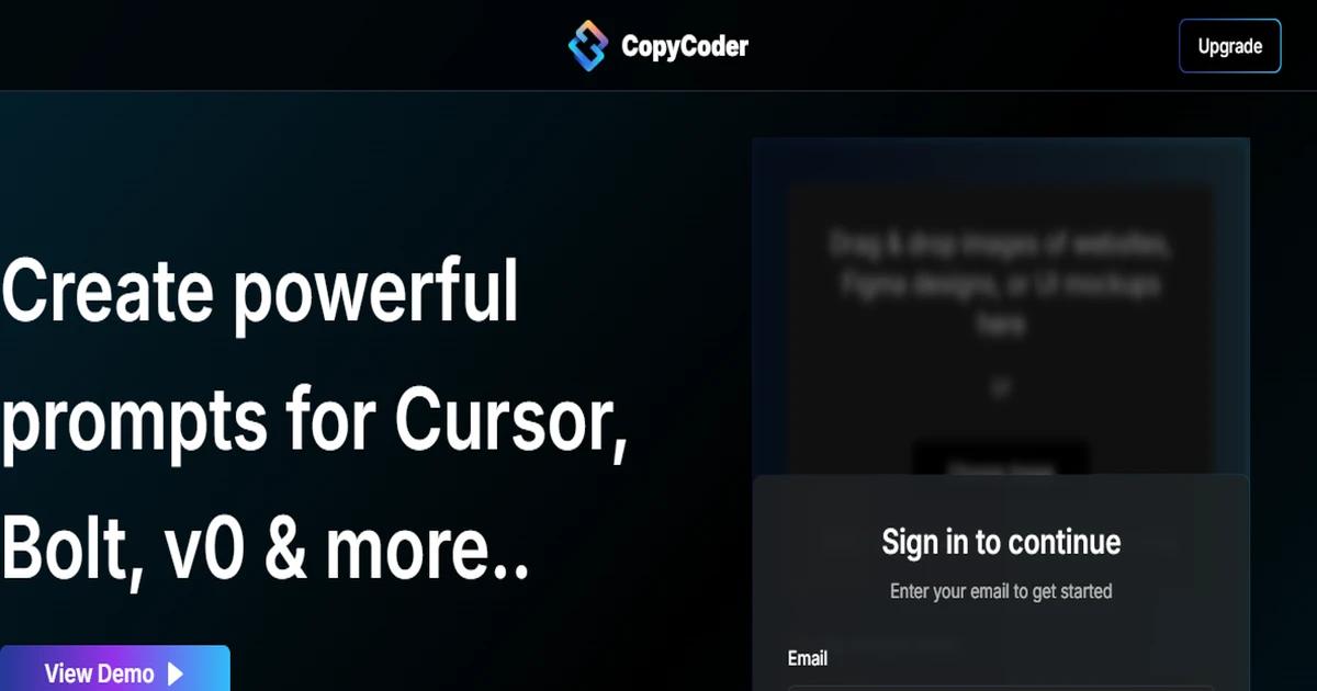 Screenshot of CopyCoder - CopyCoder is an AI-driven tool that transforms ima...