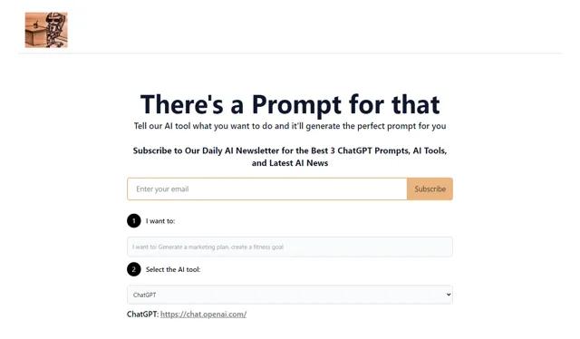 Screenshot of There's a Prompt for that - Generate perfect prompts for popular AI tools with...