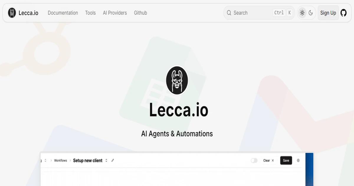 Screenshot of Lecca.io - Lecca.io is a AI Agent and Workflow Automation Pla...