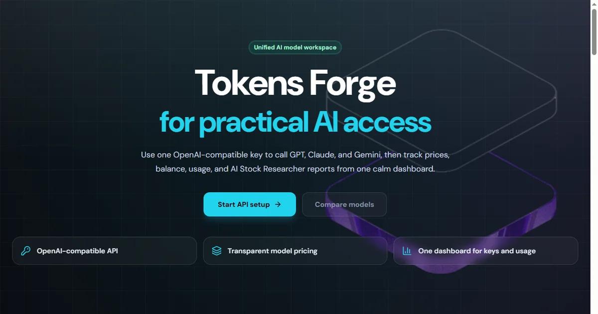 Screenshot of Tokens Forge
