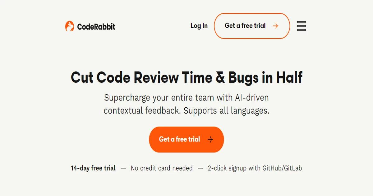 Screenshot of CodeRabbit - CodeRabbit is an AI-driven code review platform de...