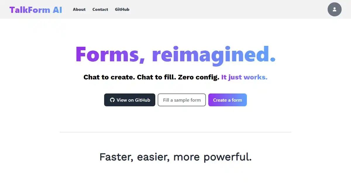 Screenshot of TalkForm AI - A chat-based AI tool for effortless and accurate f...