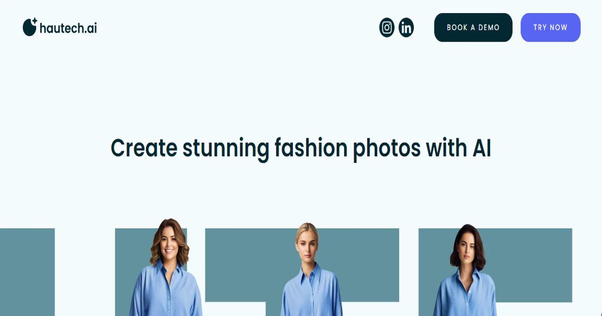 Screenshot of Hautech AI - Hautech AI specializes in creating stunning fashio...