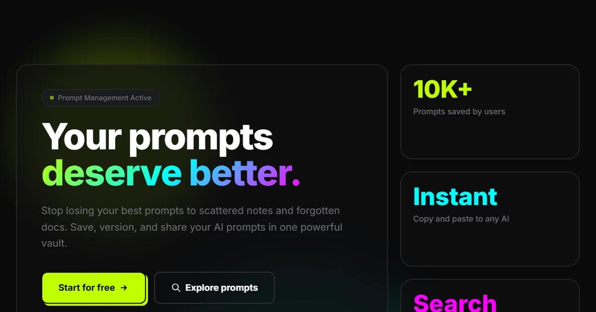 Screenshot of Promptsy
