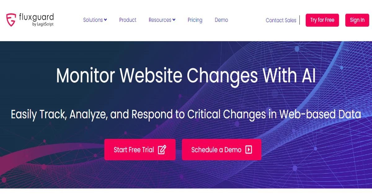 Screenshot of Fluxguard - Fluxguard is an AI-driven web change detection too...
