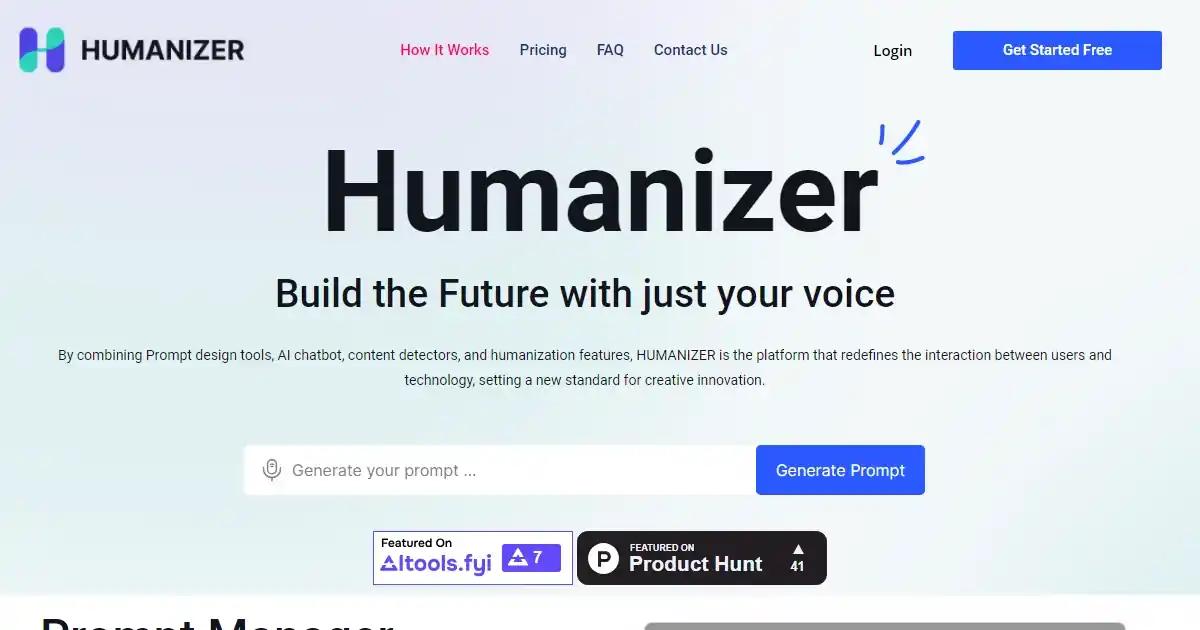 Screenshot of Humanizer.me - An AI-based tool to bring a more human engagement ...