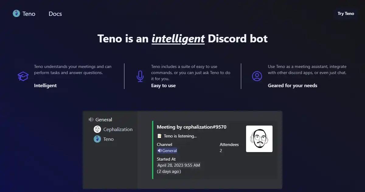 Screenshot of Teno Chat - Teno Chat is a versatile bot for Discord that stre...