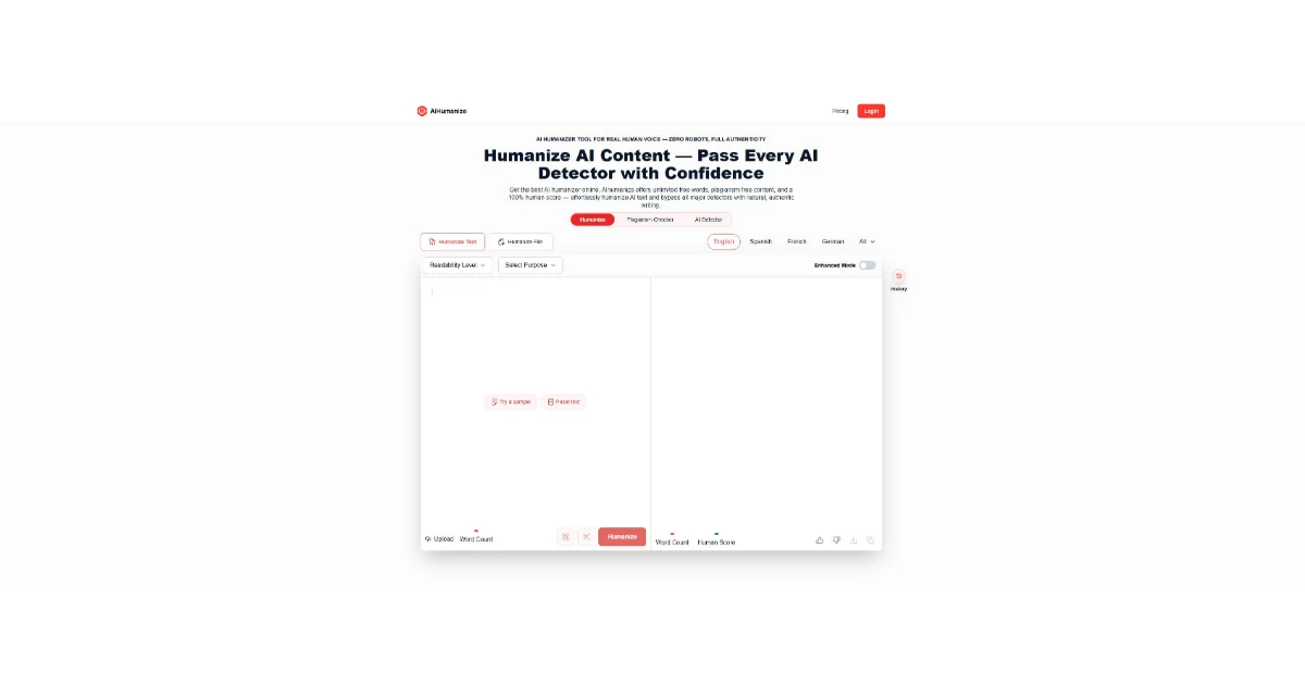 Screenshot of Humanize AI