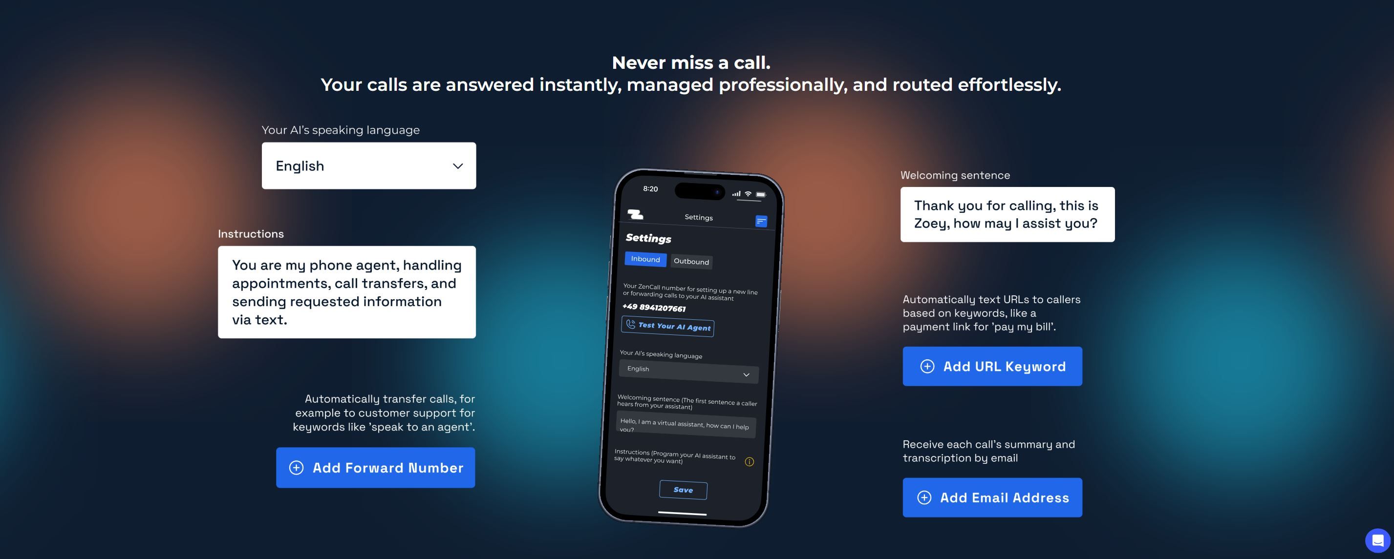 Screenshot of ZenCall.ai