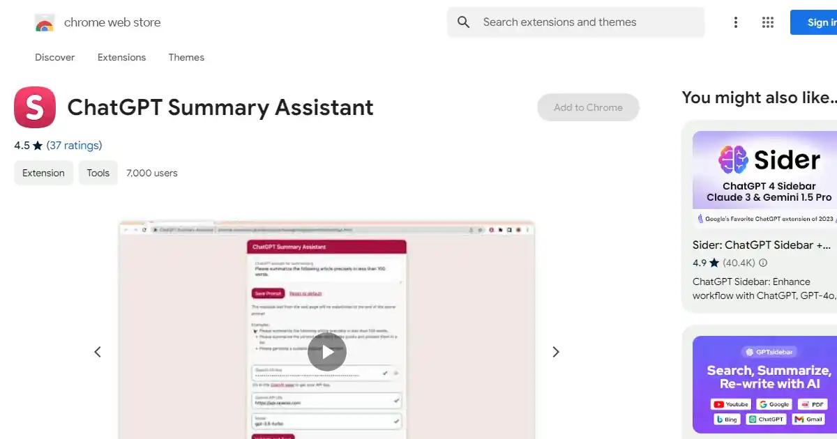 ChatGPT Summary Assistant