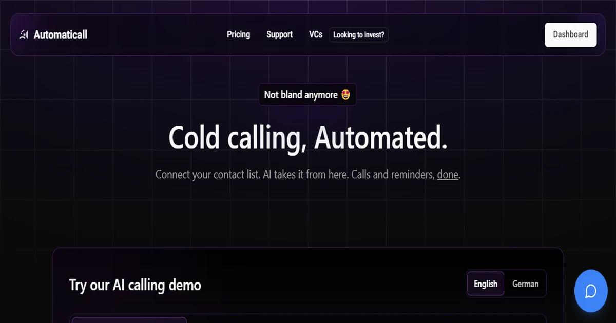 Screenshot of Automaticall - Automaticall.io is an AI-driven cold calling tool ...