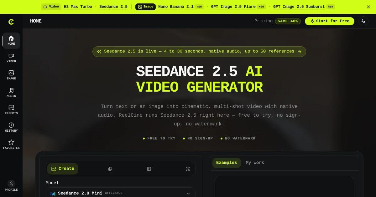 Screenshot of ReelCine