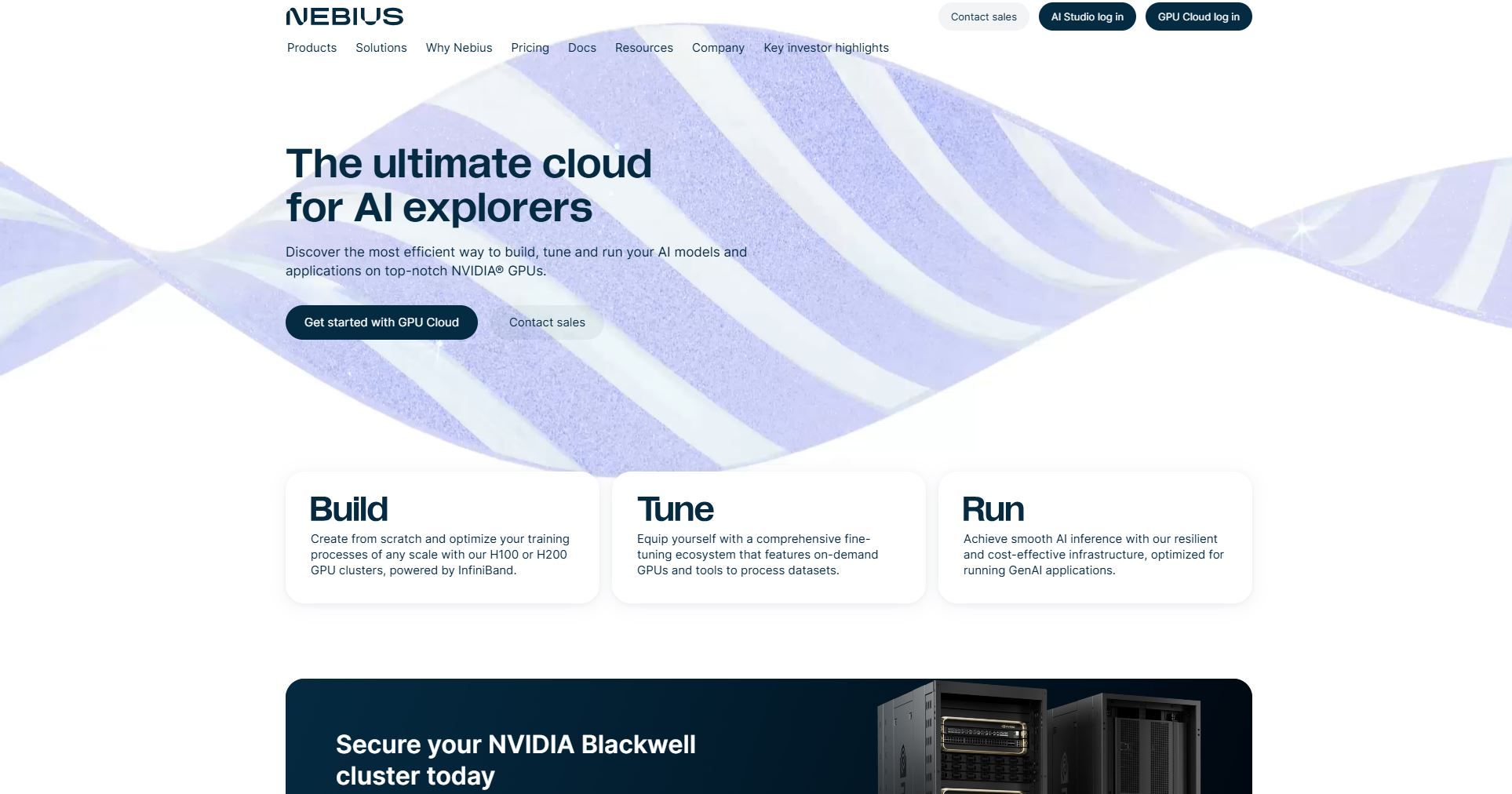 Screenshot of Nebius - Nebius provides AI-native cloud platform designed ...