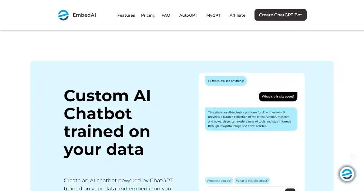 Screenshot of Heybot - Website to chatbot converter powered by ChatGPT...