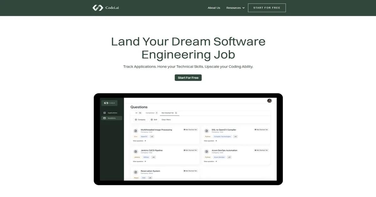 Screenshot of Codei - Codei is an AI-driven platform designed for tech j...