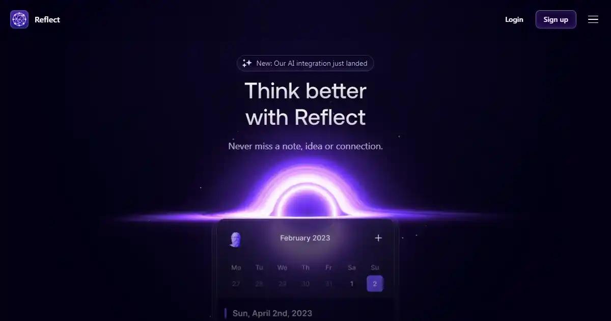 Screenshot of Reflect AI - Create a second brain to take notes & write with A...