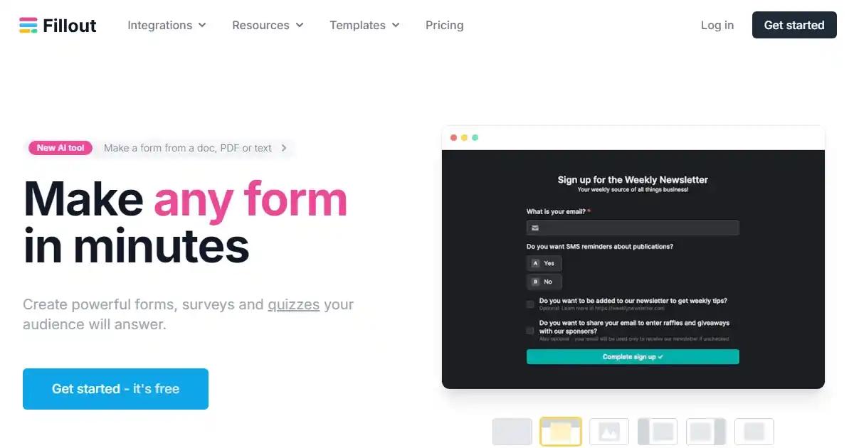 Screenshot of AI Form Builder - An AI-powered form builder that simplifies form cr...