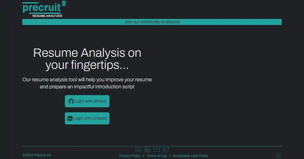 Screenshot of Precruit - A resume analyzer tool with advanced algorithmic a...