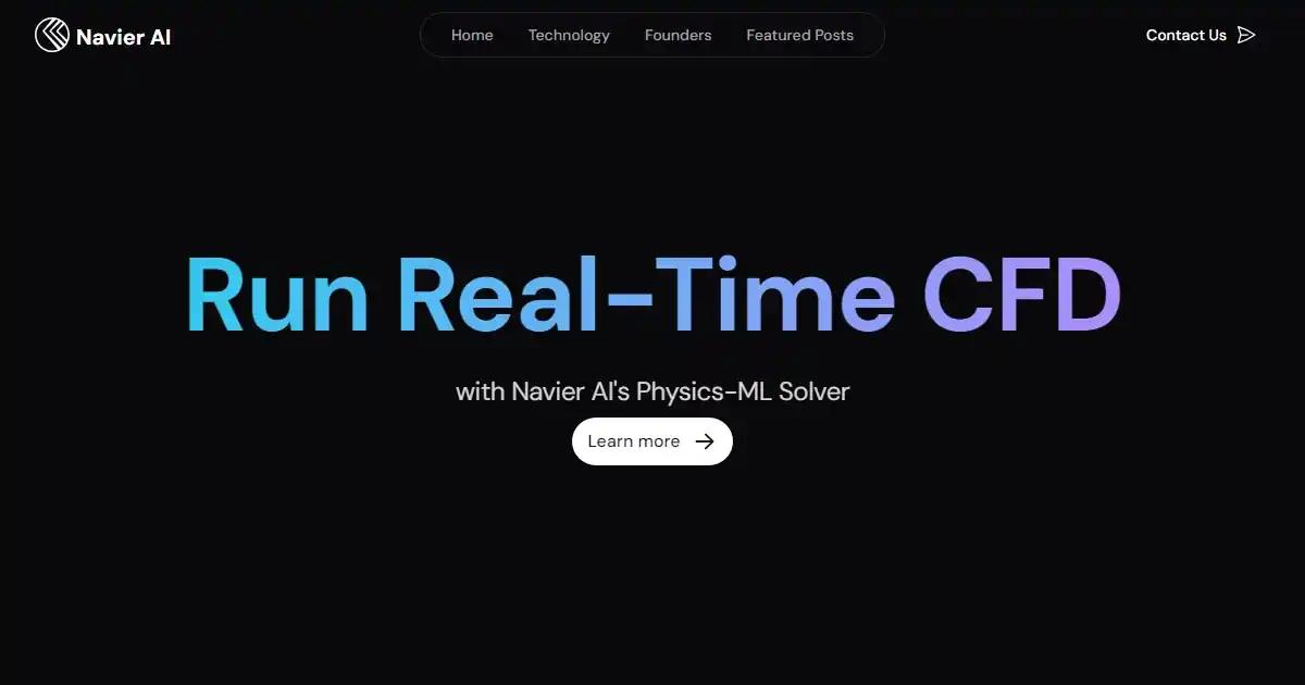 Screenshot of Navier AI - Navier AI is building 1000x faster simulations usi...