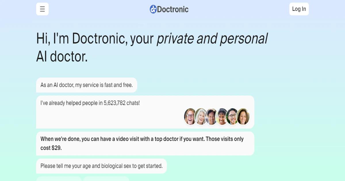 Screenshot of Doctronic - Doctronic is an AI-driven healthcare tool that pro...