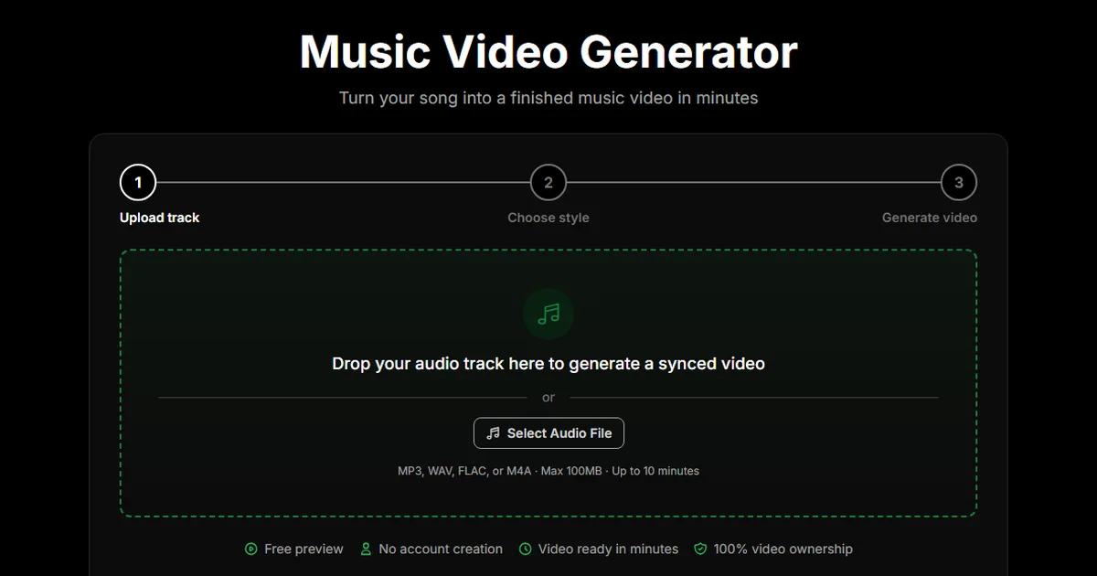 Screenshot of AI Music Video Generator